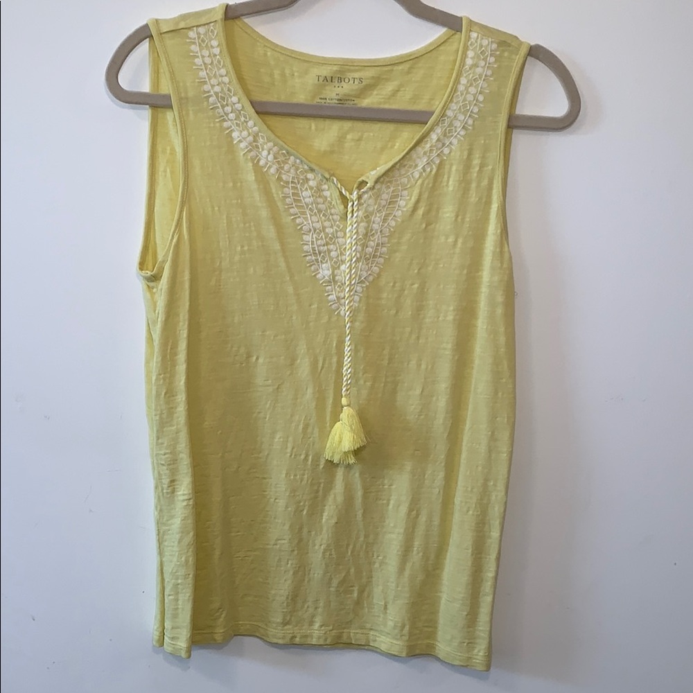 Talbots Yellow Tie Front Sleeveless Tank Top